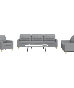 Set Di Divani 3 Pz Grigio Chiaro In Tessuto