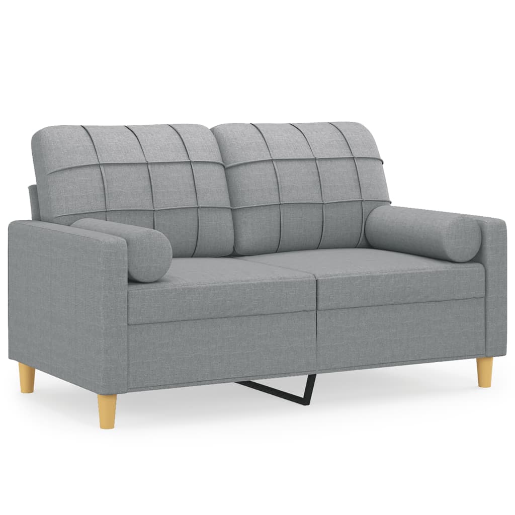 Divano A 2 Posti Con Cuscini Grigio Chiaro 120 Cm In Tessuto