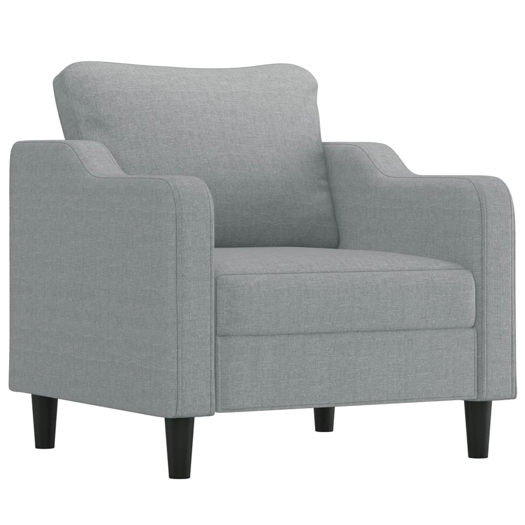 Set Di Divani 3 Pz Con Cuscini Grigio Chiaro In Tessuto - Image 3