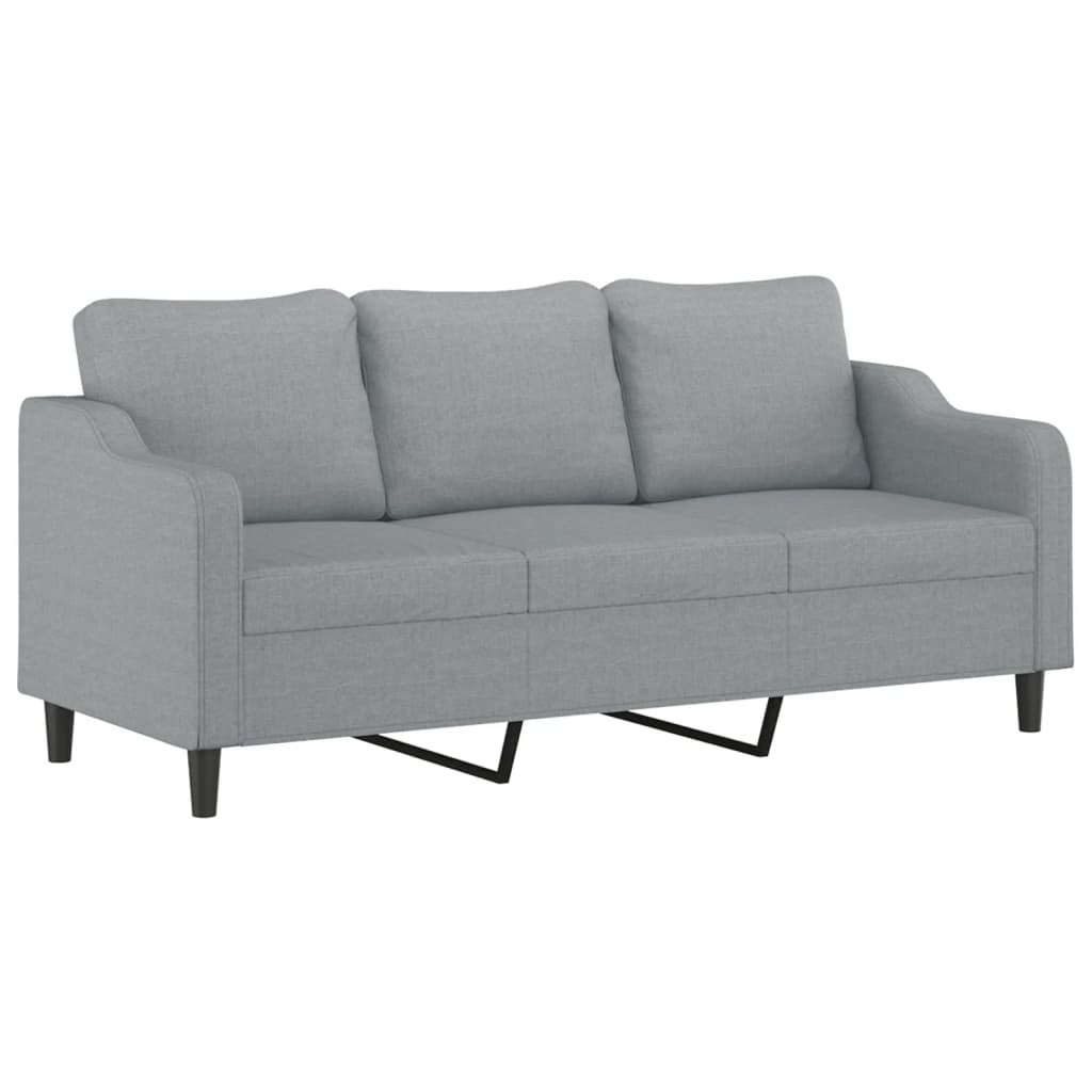 Set Di Divani 3 Pz Con Cuscini Grigio Chiaro In Tessuto - Image 5