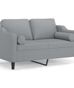 Divano A 2 Posti Con Cuscini Grigio Chiaro 120 Cm In Tessuto