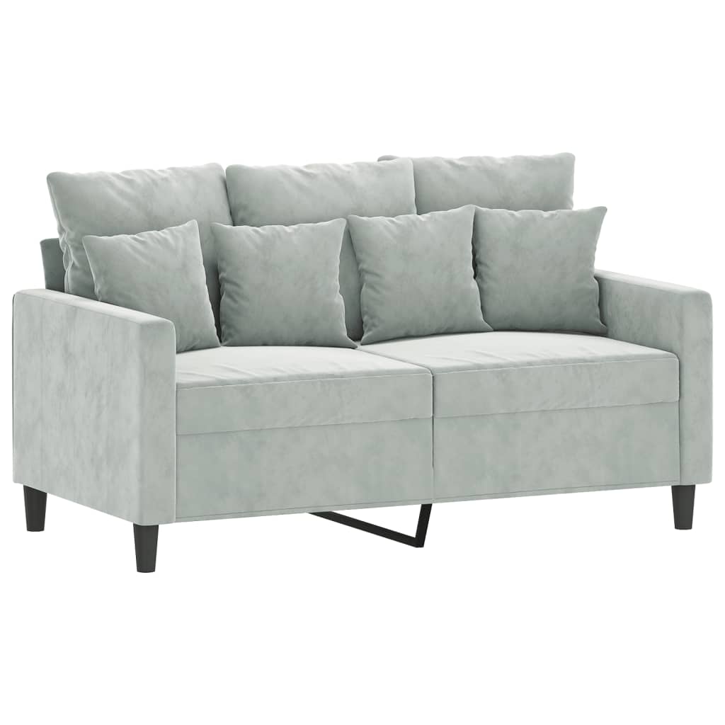 Set Di Divani 3 Pz Con Cuscini Grigio Chiaro In Velluto - Image 2