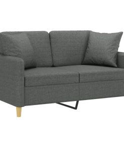 Divano A 2 Posti Con Cuscini Grigio Scuro 120 Cm In Tessuto
