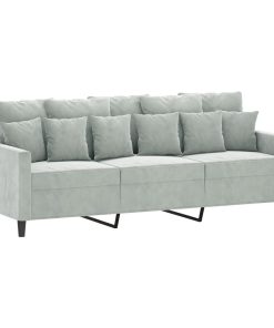 Set Di Divani 3 Pz Con Cuscini Grigio Chiaro In Velluto