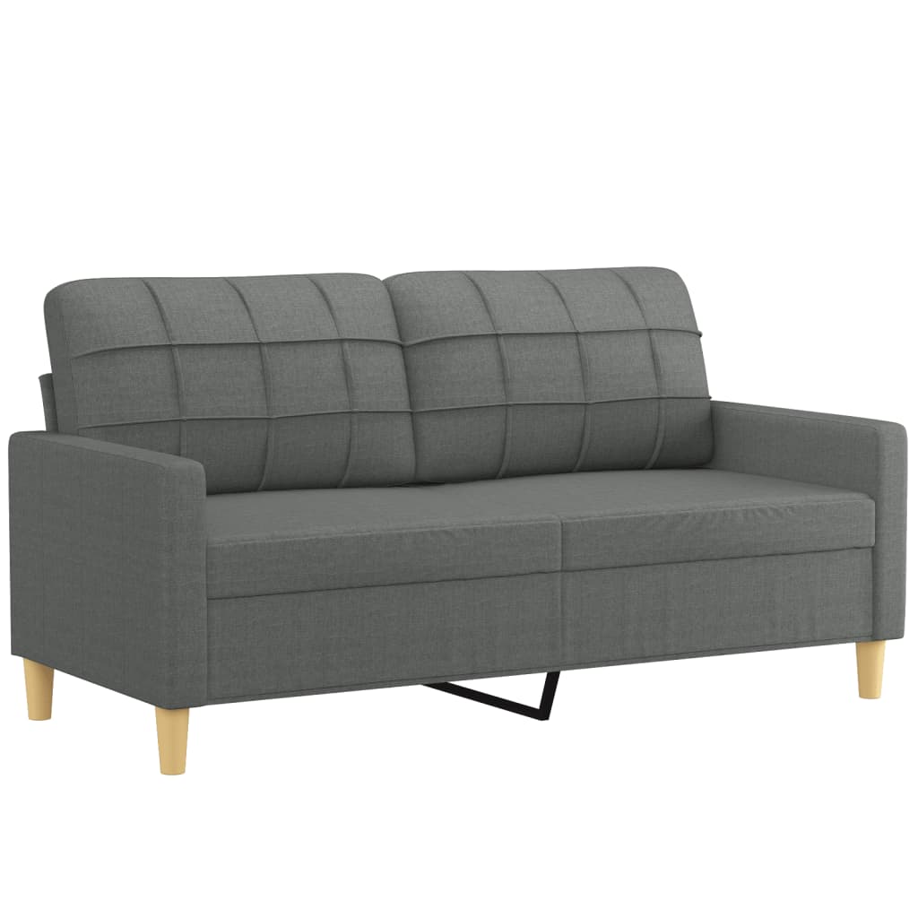 Set Di Divani 2 Pz Con Cuscini Grigio Scuro In Tessuto