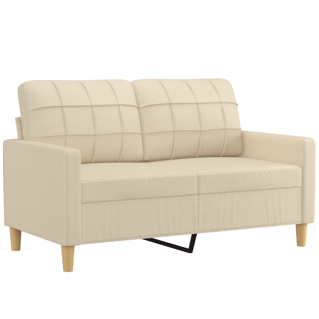 Set Di Divani 2 Pz Con Cuscini Crema In Tessuto