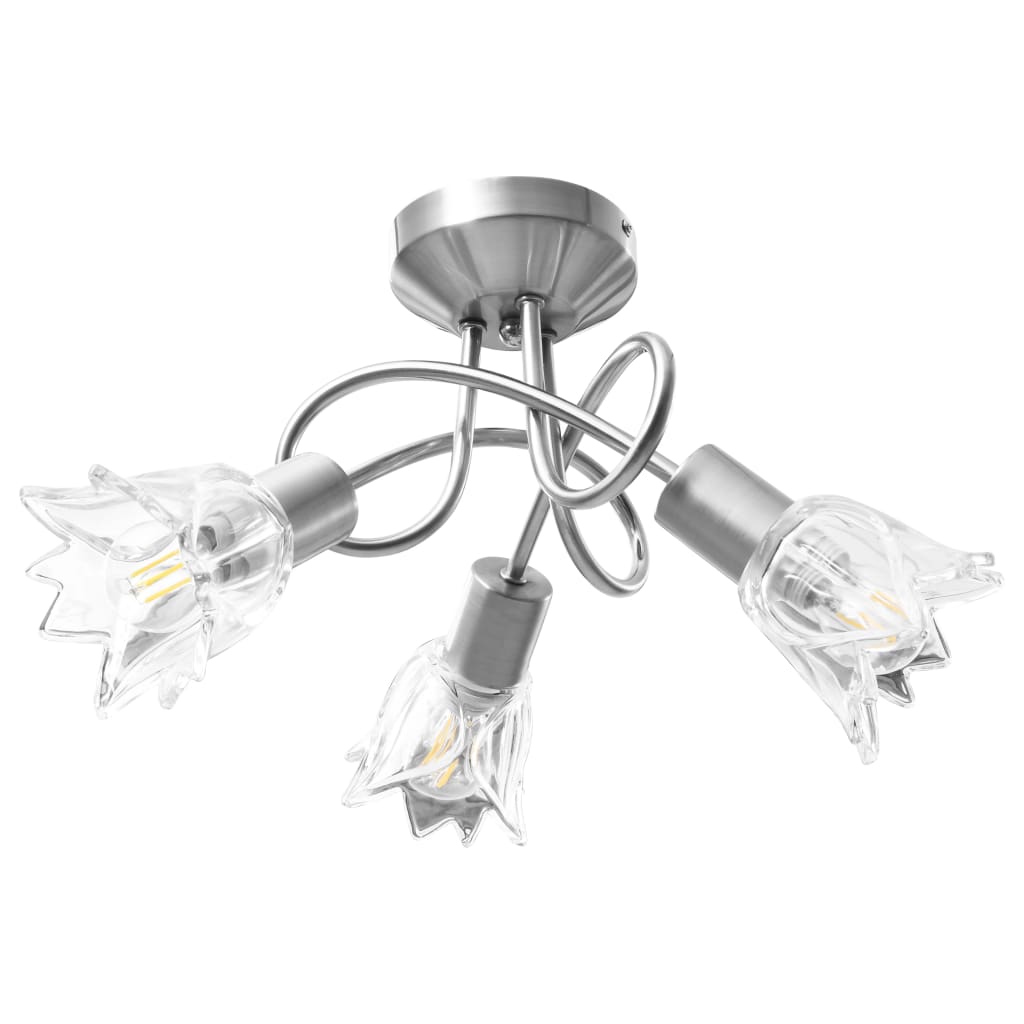 Lampadario Con Paralumi In Vetro Per 3 Lampadine E14 Tulipano