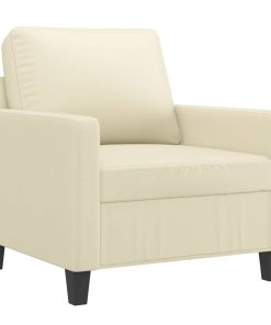 Set Di Divani 3 Pz Con Cuscini Crema In Similpelle