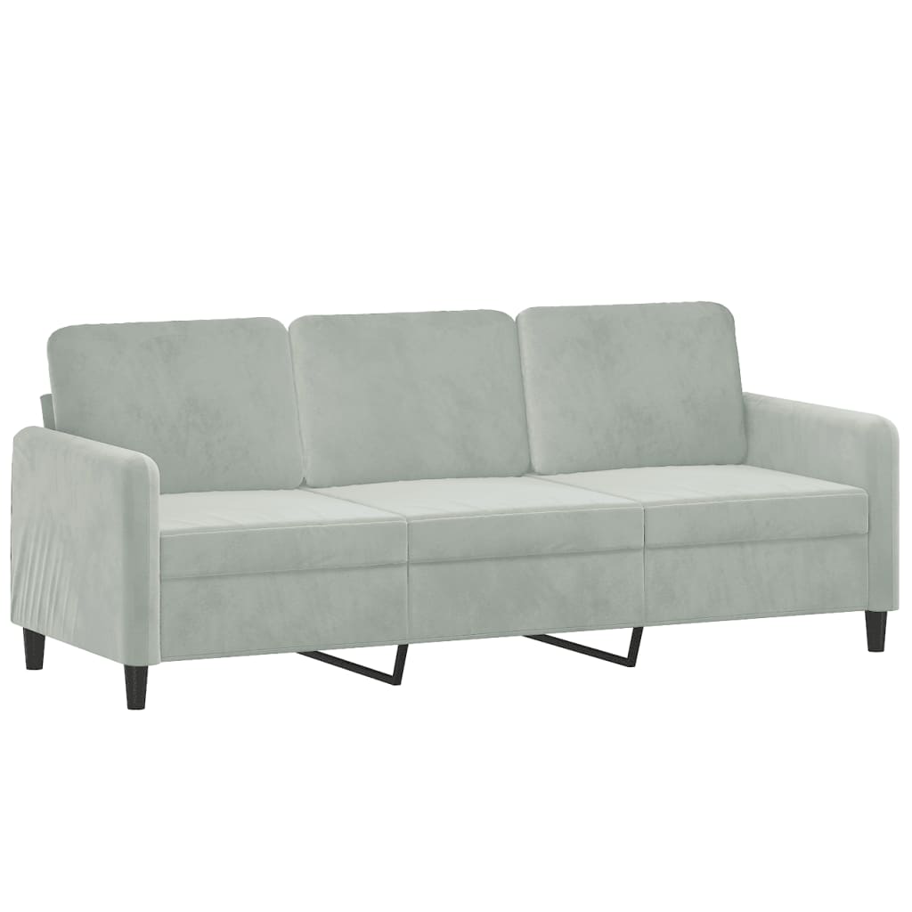 Set Di Divani 2 Pz Con Cuscini Grigio Chiaro In Velluto - Image 5