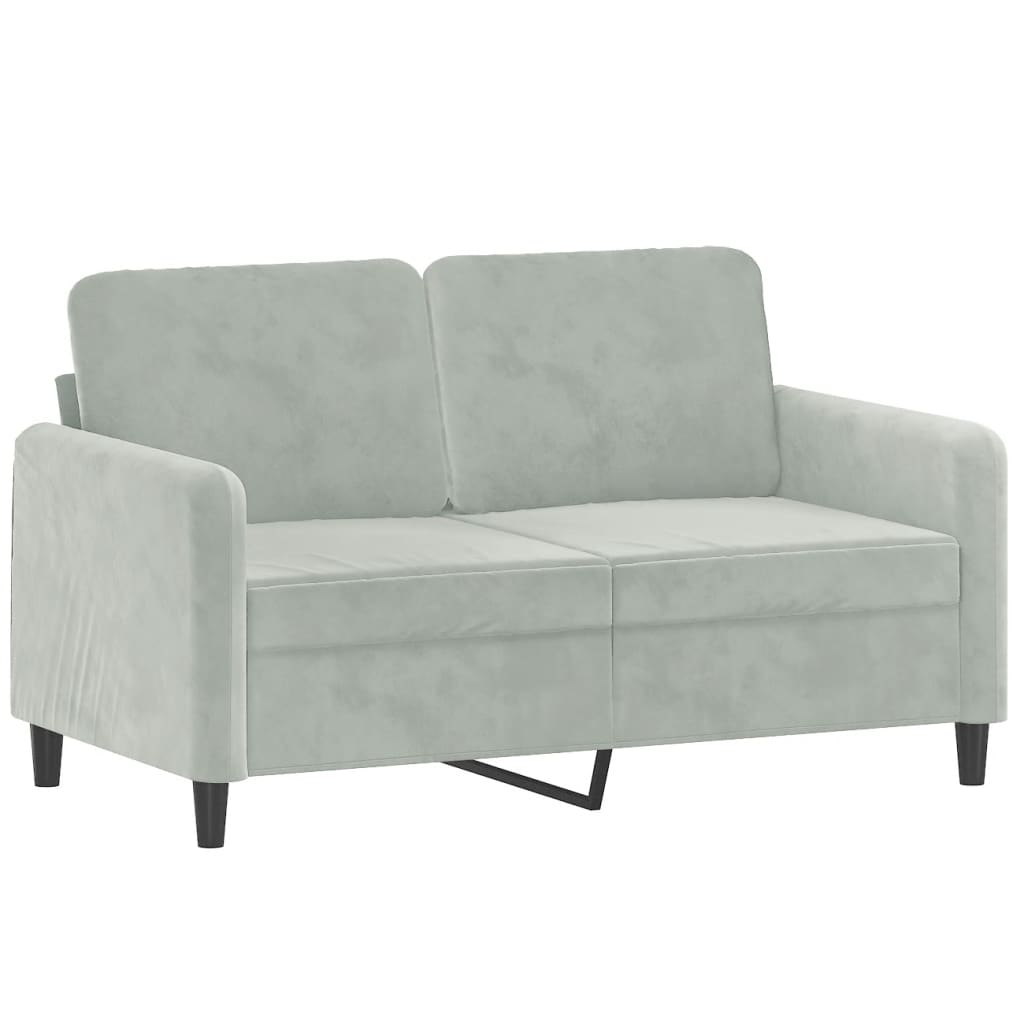 Set Di Divani 2 Pz Con Cuscini Grigio Chiaro In Velluto - Image 6