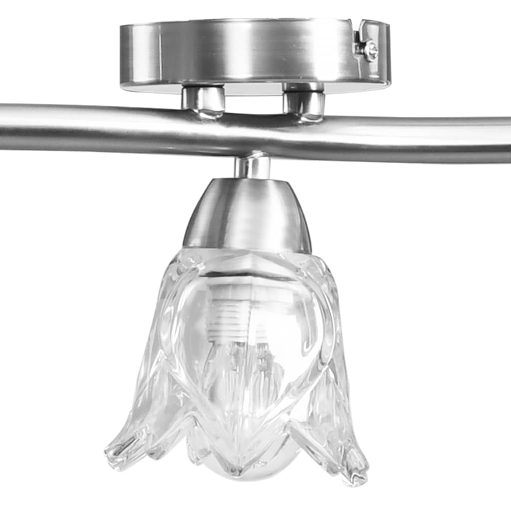 Lampadario Con Paralumi In Vetro Per 5 Lampadine E14 Tulipano