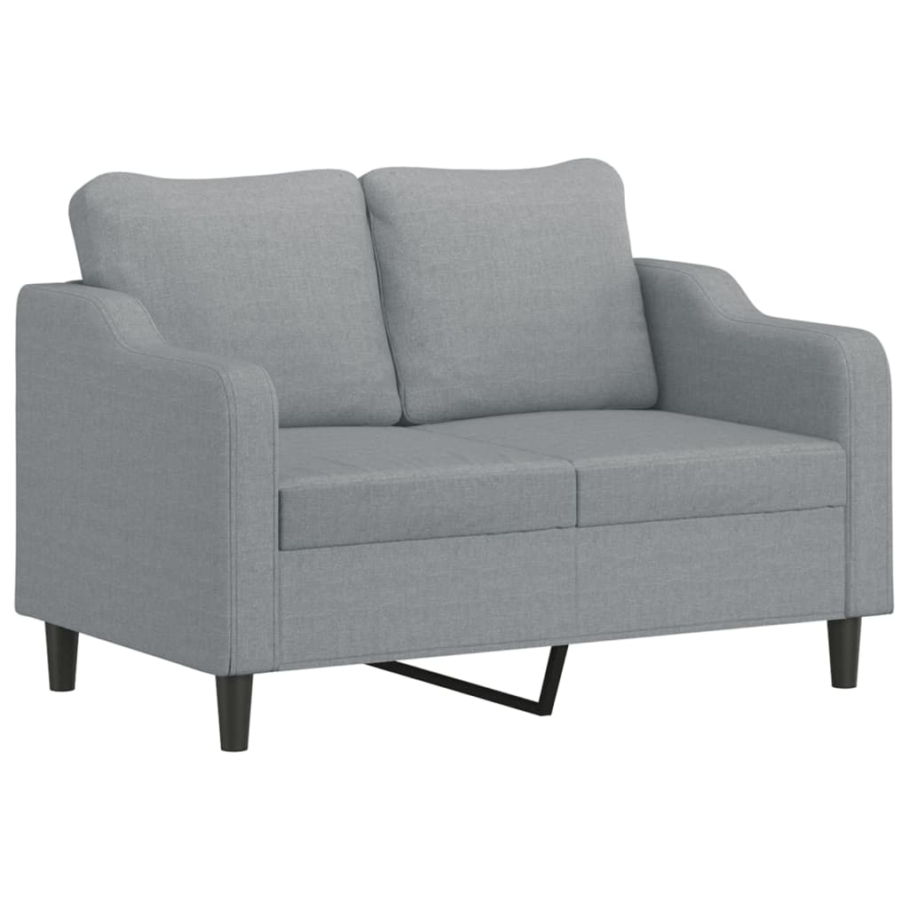 Set Di Divani 2 Pz Con Cuscini Grigio Chiaro In Tessuto - Image 6