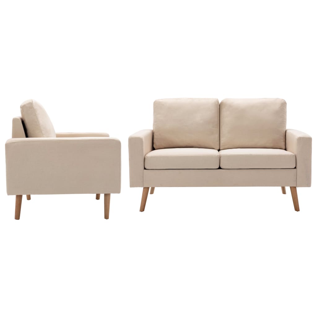 Set Divani 2 Pz In Tessuto Crema