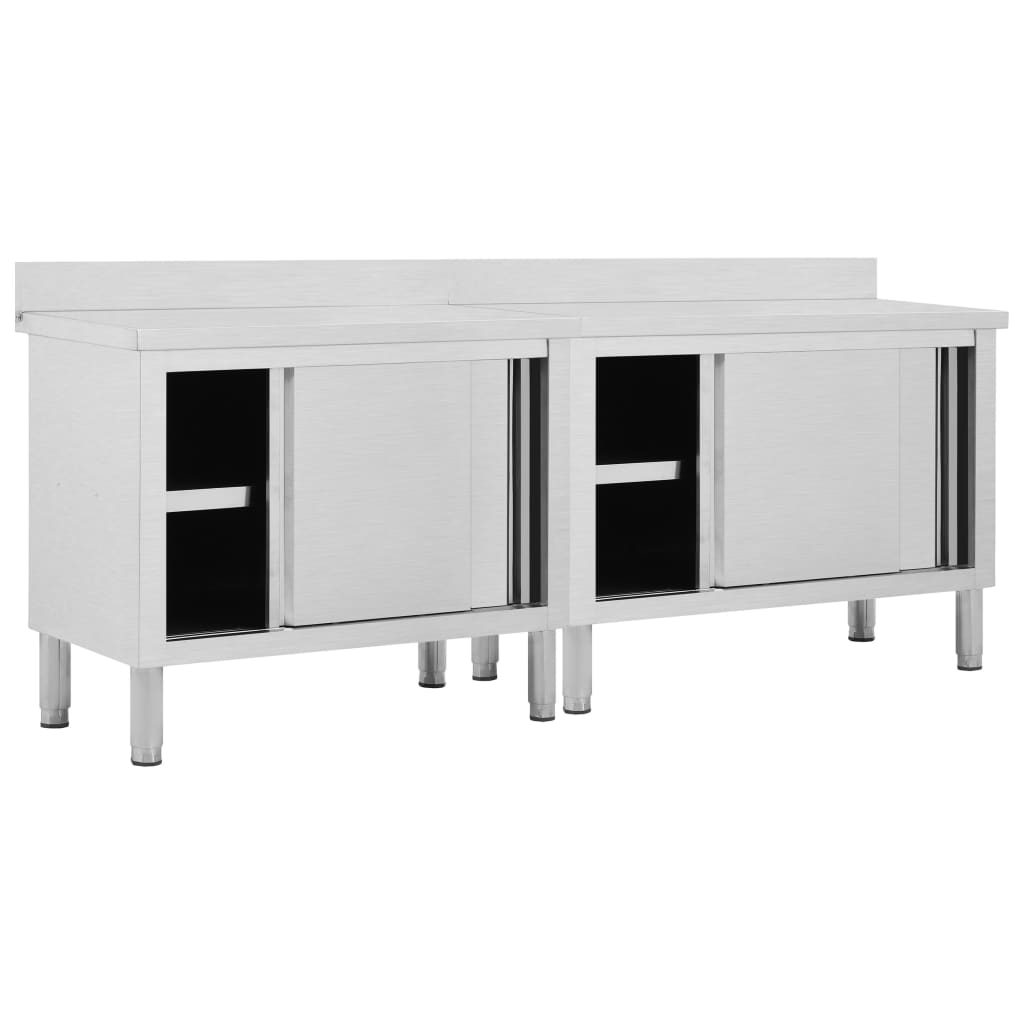 Tavoli Da Lavoro Ante Scorrevoli 2 Pz 240x50x(95-97) Cm Acciaio