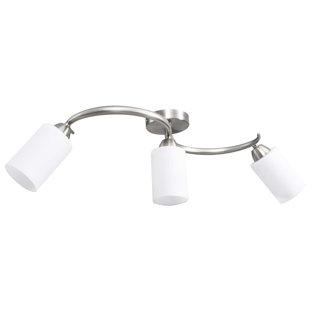 Lampadario Paralume In Ceramica A Cono Bianco 3 Lampadine E14