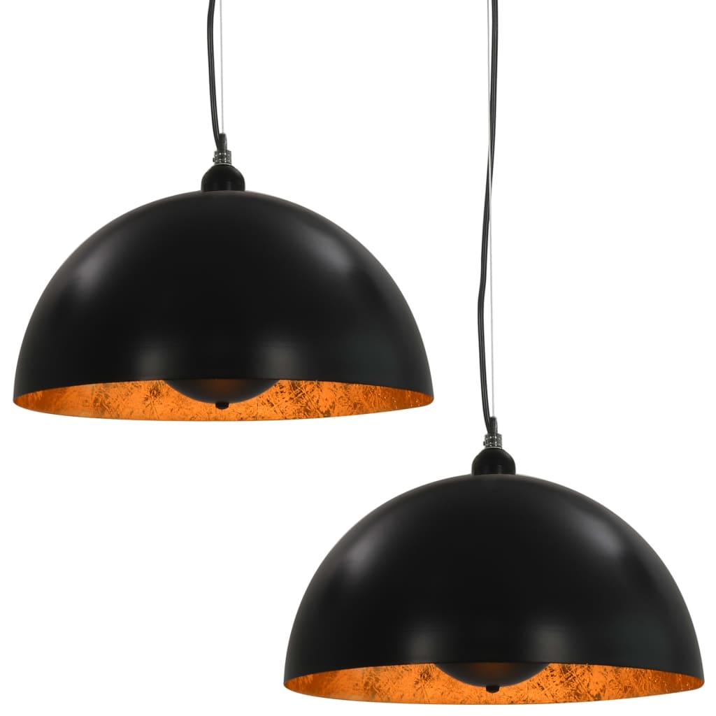 Lampadari 2 Pz Nero E Oro SemI-Sferici 40 Cm E27 - Image 3