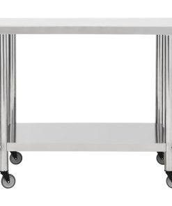 Tavolo Da Lavoro Cucina Con Ruote 100x45x85 Cm In Acciaio Inox