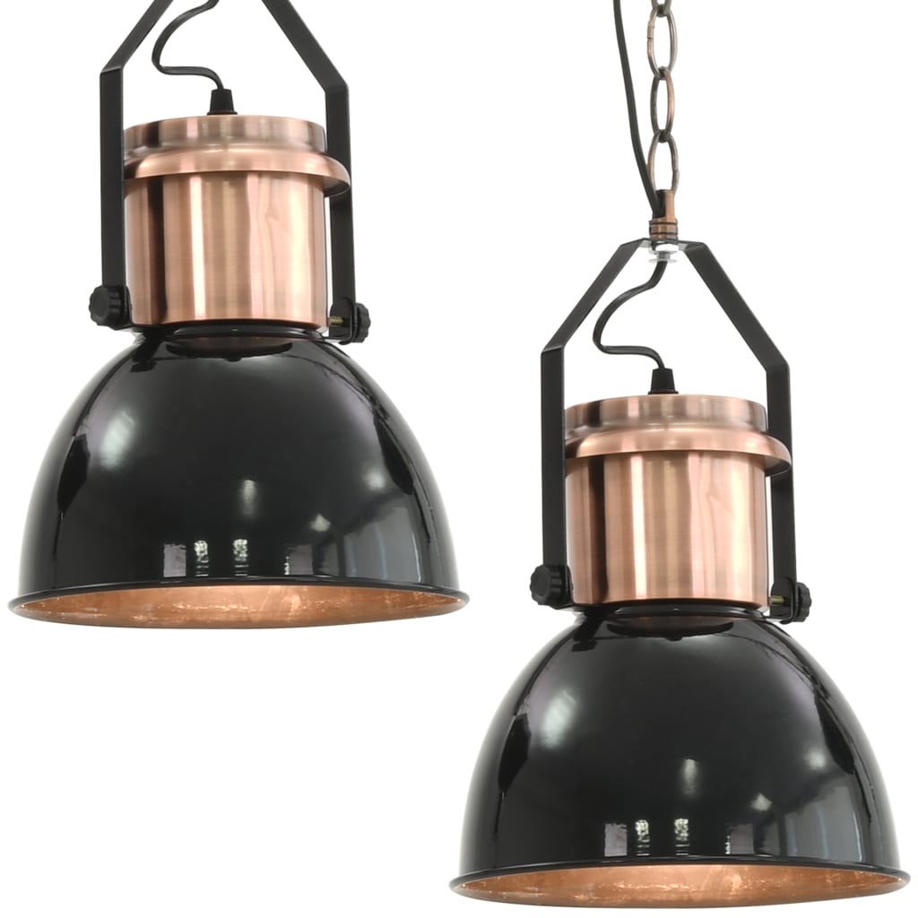 Lampade Da Soffitto 2 Pz Nero Tondo E27 - Image 6