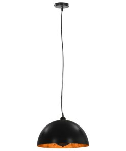 Lampadari 2 Pz Nero E Oro SemI-Sferici 40 Cm E27