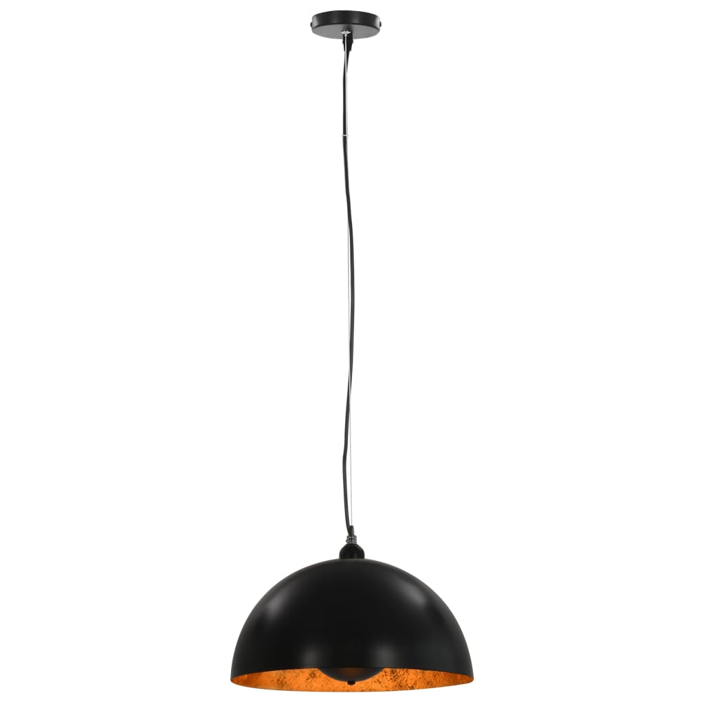 Lampadari 2 Pz Nero E Oro SemI-Sferici 40 Cm E27