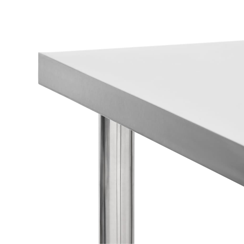 Tavolo Da Lavoro Cucina Con Ruote 80x60x85 Cm In Acciaio Inox