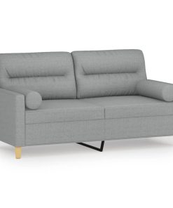 Divano A 2 Posti Con Cuscini Grigio Chiaro 140 Cm In Tessuto