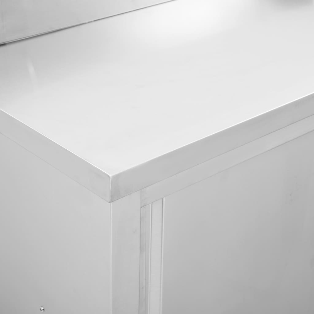 Banco Da Lavoro Con Ante Scorrevoli 100x50x(95-97)cm In Acciaio