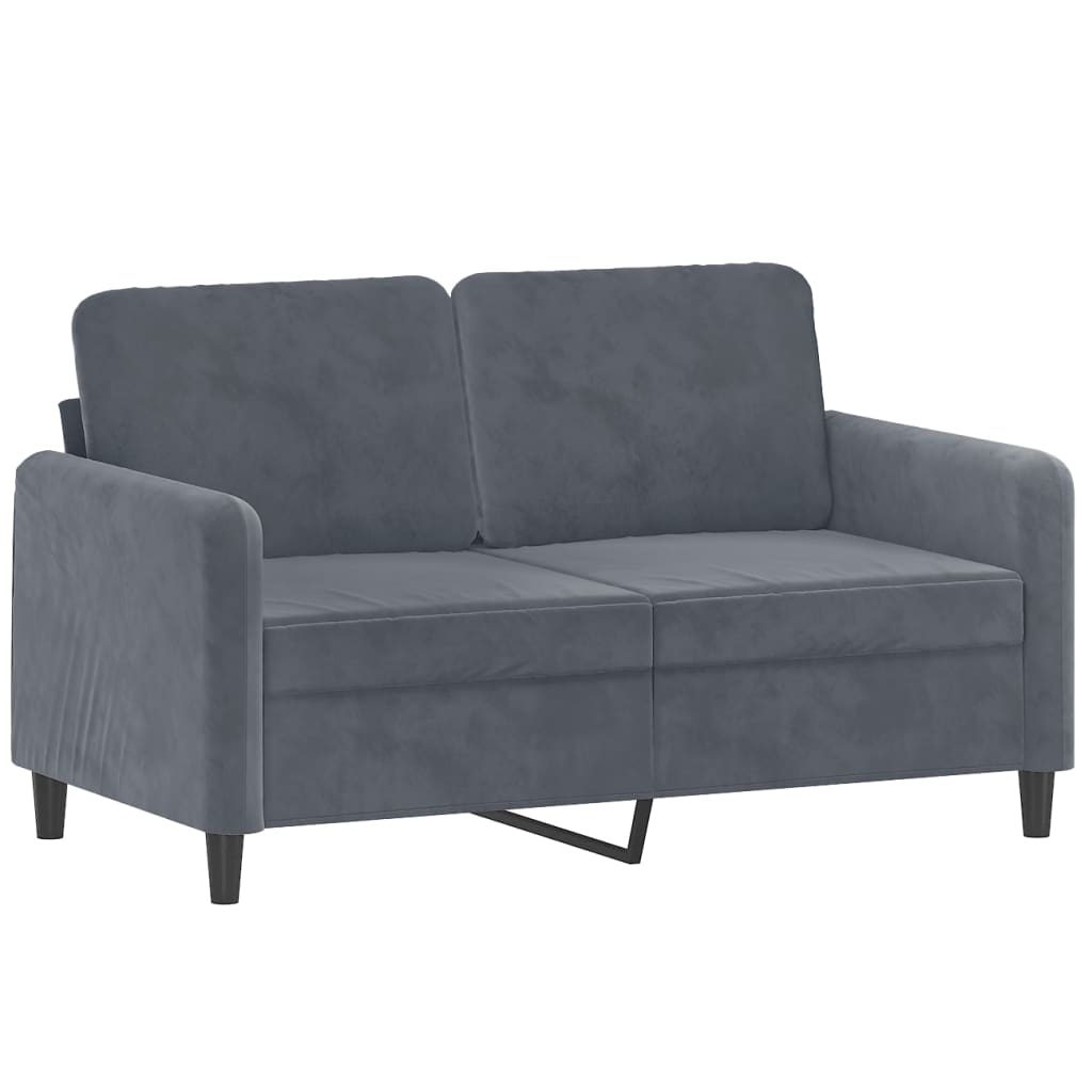 Set Di Divani 2 Pz Con Cuscini Grigio Scuro In Velluto