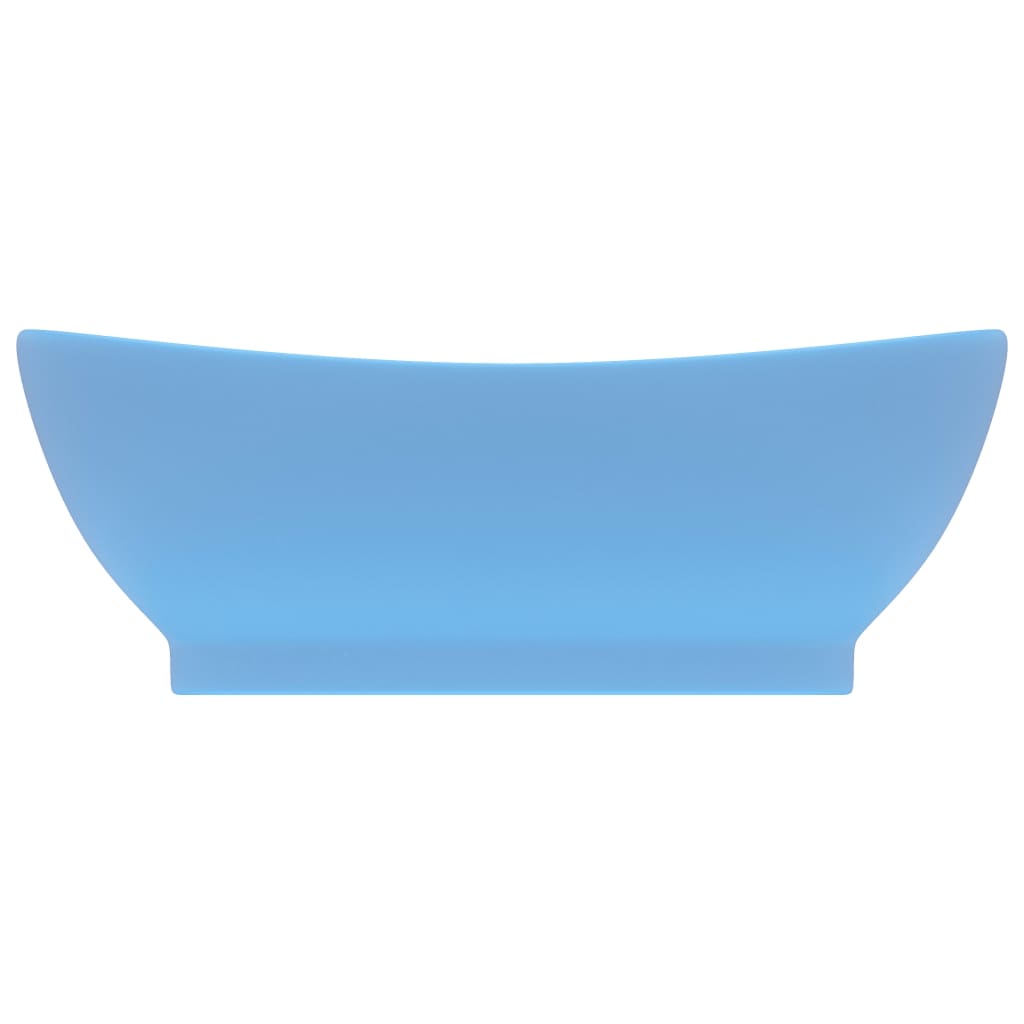 Lavabo Con Troppopieno Ovale Azzurro Opaco 58,5x39 Cm Ceramica