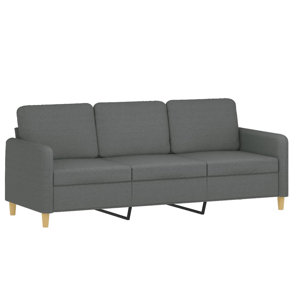 Set Di Divani 2 Pz Con Cuscini Grigio Scuro In Tessuto - Image 4