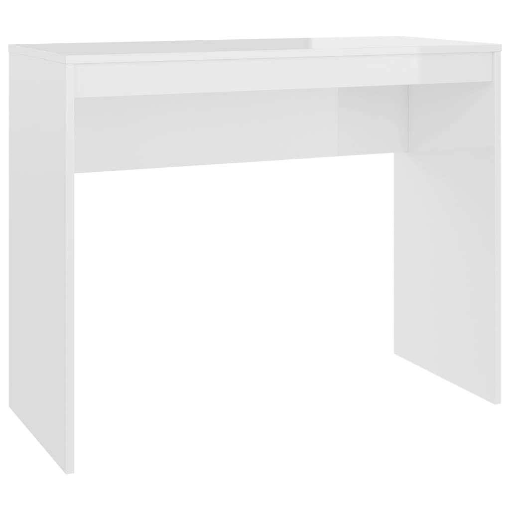 Scrivania Bianco Lucido 90x40x72 Cm In Legno Multistrato