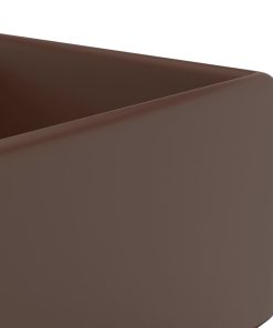 Lavabo Troppopieno Cubico Marrone Scuro Opaco 41x41cm Ceramica
