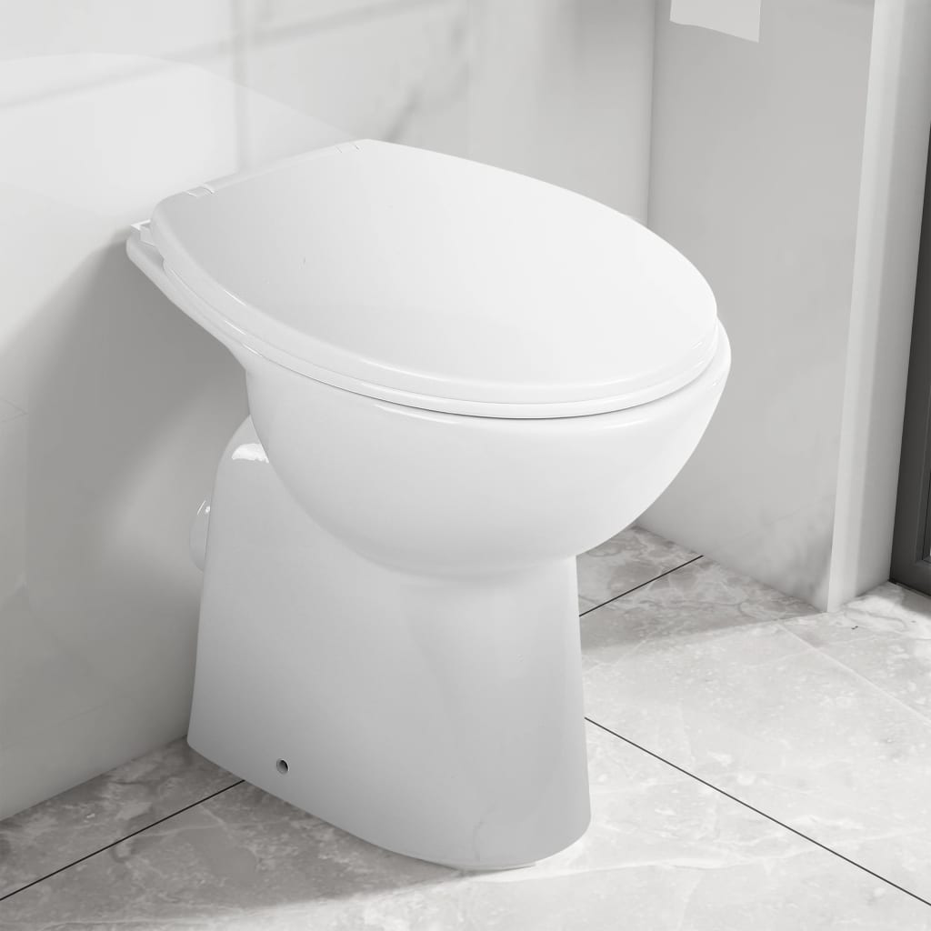 Wc Senza Brida 7 Cm Altezza Extra Chiusura Rallentata Ceramica Bianca