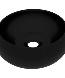 Lavandino Lusso Rotondo Nero Opaco 40x15 Cm In Ceramica