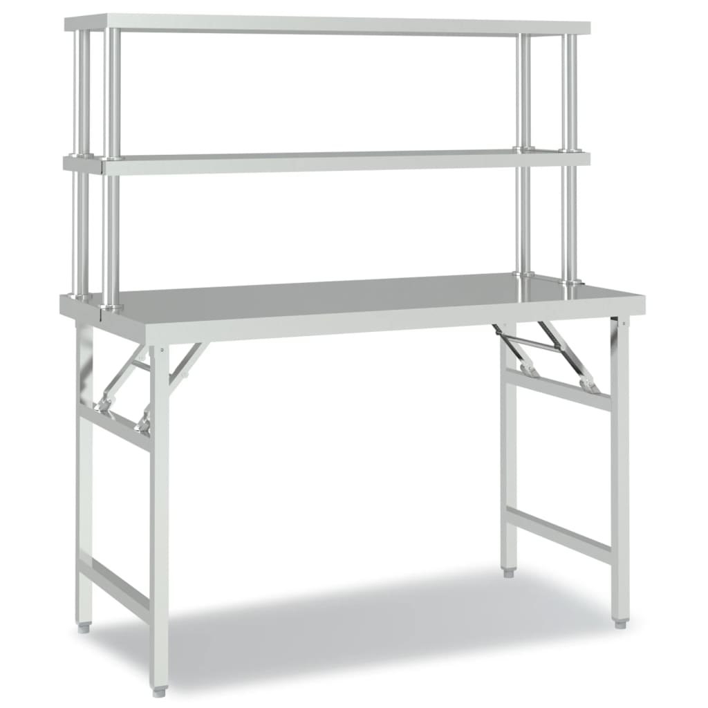 Tavolo Lavoro Cucina Con Ripiano 120x60x145 Cm Acciaio Inox