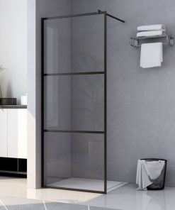 Parete Doccia WalK-In In Vetro Trasparente Esg Nera 80x195 cm