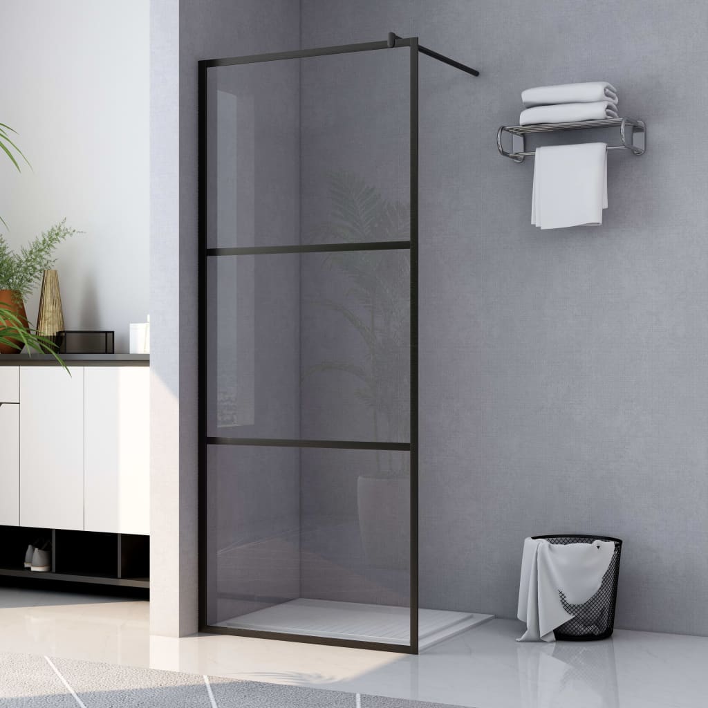 Parete Doccia WalK-In In Vetro Trasparente Esg Nera 80x195 cm