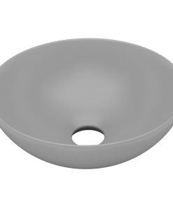Lavandino Da Bagno In Ceramica Grigio Chiaro Rotondo
