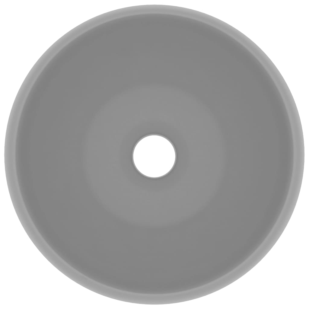 Lavandino Lusso Rotondo Grigio Chiaro Opaco 40x15cm In Ceramica - Image 4