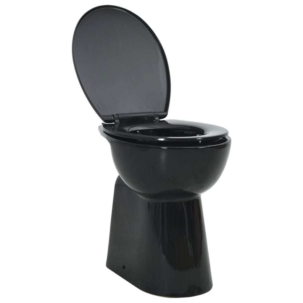 Wc Senza Brida 7 Cm Altezza Extra Chiusura Rallentata Ceramica Nera - Image 6