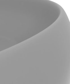 Lavandino Lusso Rotondo Grigio Chiaro Opaco 40x15cm In Ceramica