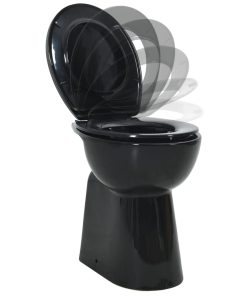 Wc Senza Brida 7 Cm Altezza Extra Chiusura Rallentata Ceramica Nera