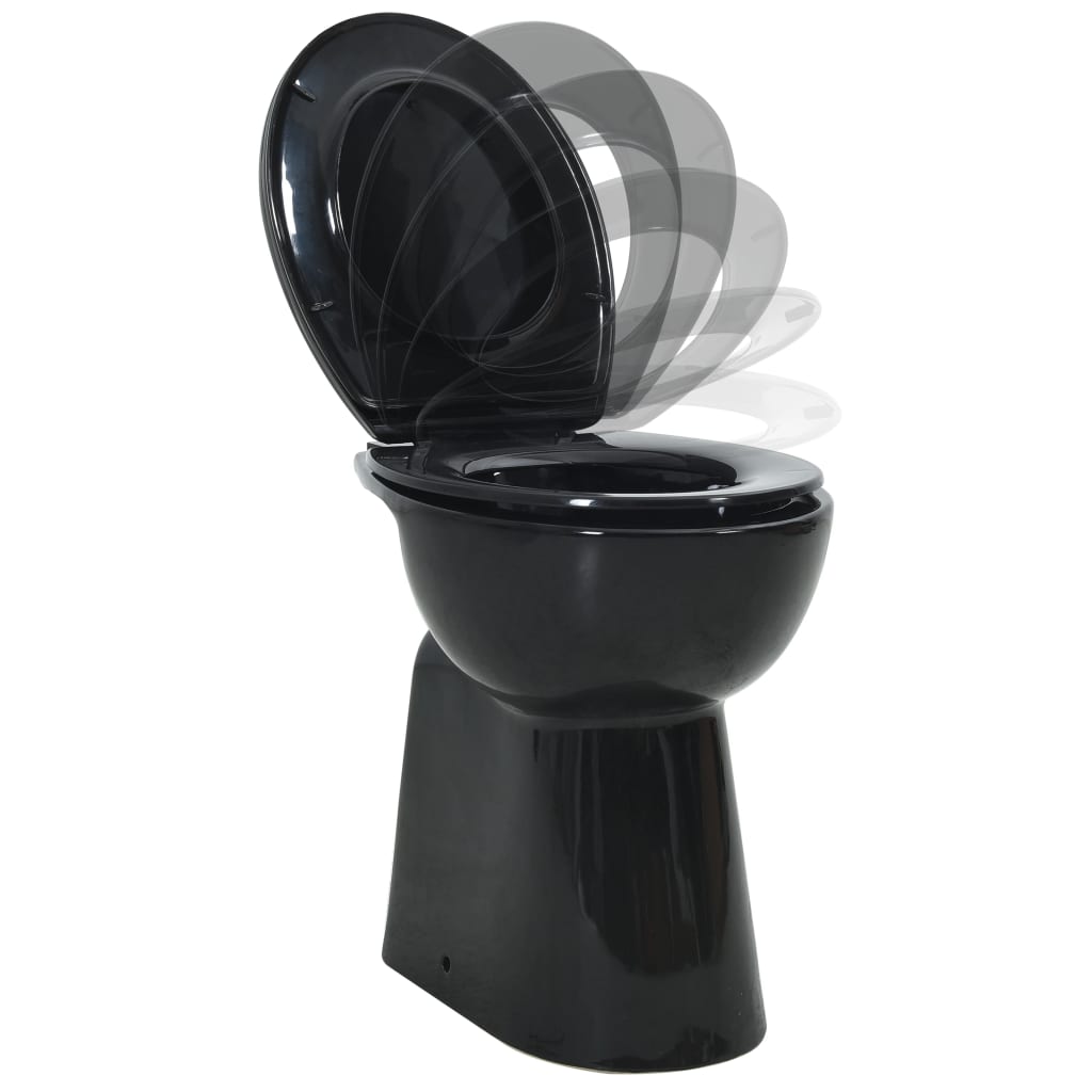 Wc Senza Brida 7 Cm Altezza Extra Chiusura Rallentata Ceramica Nera