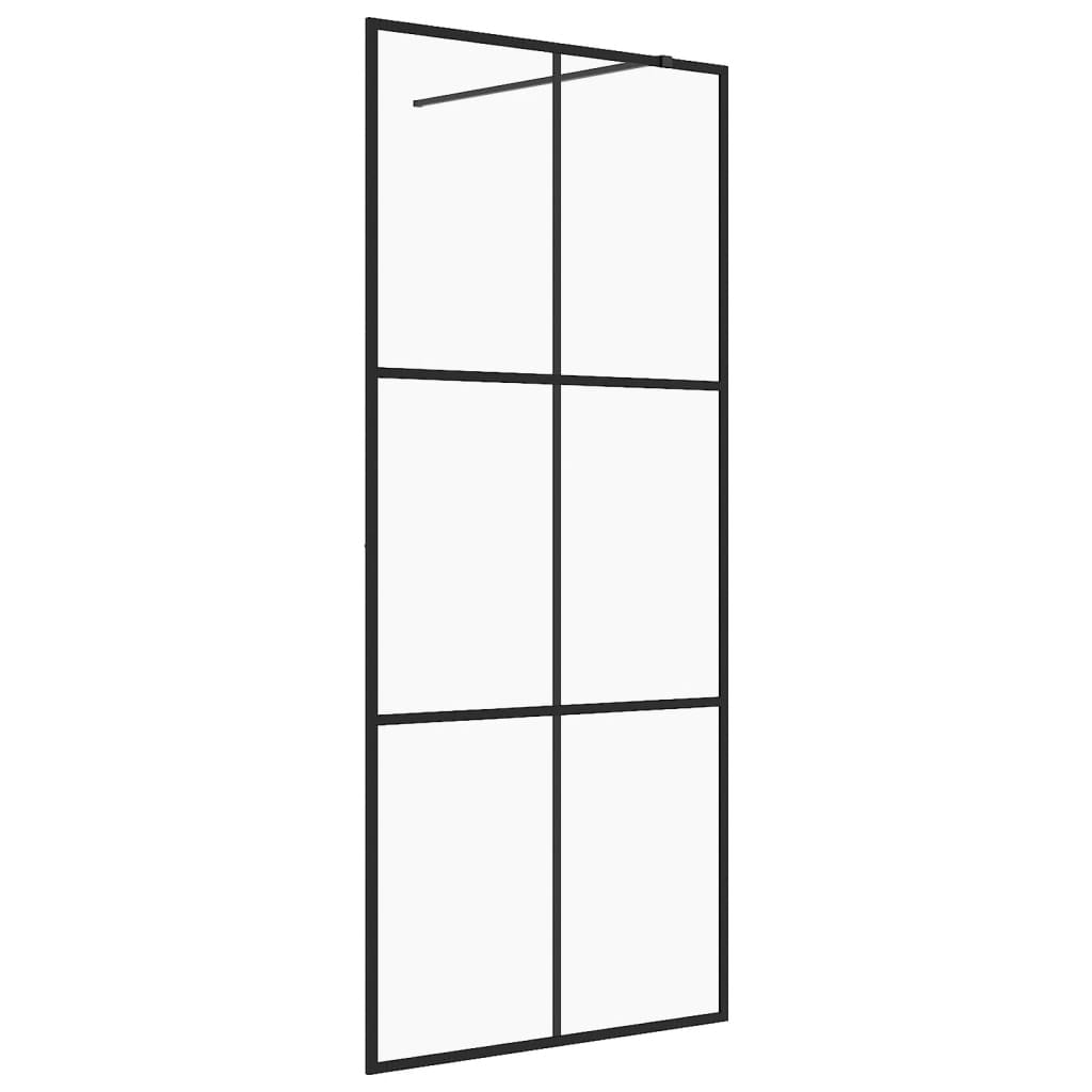 Parete Per Doccia WalK-In Vetro Trasparente Esg 90x195 Cm Nera