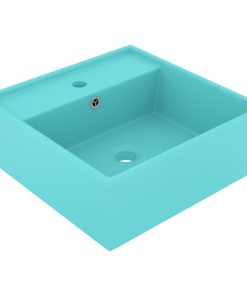 Lavabo Troppopieno Quadrato Verde Chiaro Opaco 41x41cm Ceramica