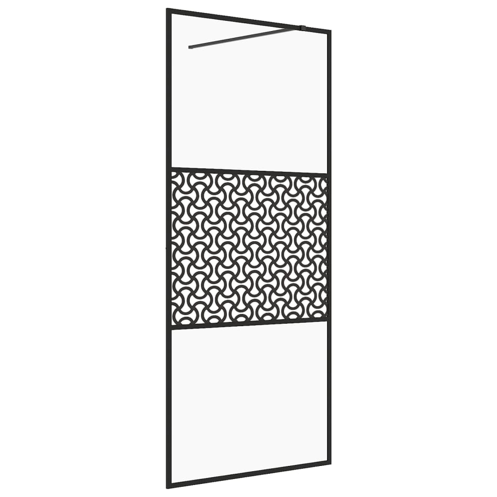 Parete Per Doccia WalK-In Vetro Trasparente Esg 115x195cm Nera