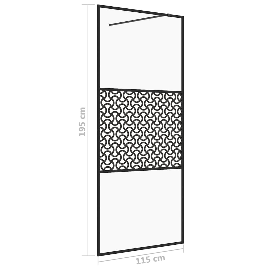 Parete Per Doccia WalK-In Vetro Trasparente Esg 115x195cm Nera - Image 3