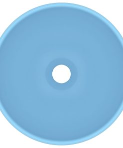 Lavandino Lusso Rotondo Azzurro Opaco 32,5x14 Cm In Ceramica