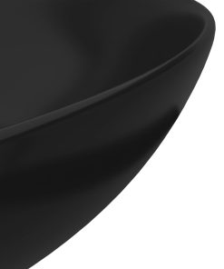 Lavandino Da Bagno In Ceramica Nero Opaco Rotondo