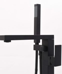 Rubinetto A Colonna Vasca Da Bagno Nera Acciaio Inox 90 cm